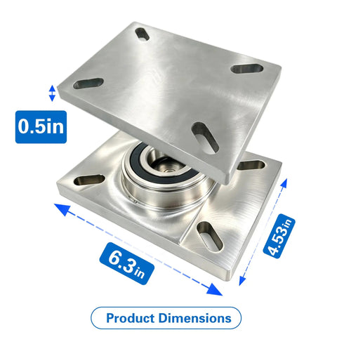Heavy Duty Swivel Plate Turntable Bearing For Workstations And Welding Tables Ideal For Production Lines And Display Setups Kingpinless Rotating Platform With Smooth Load Bearing And Flexible Angling For Easy Tooling And Assembly 6.3 x 4.53 in steel plate