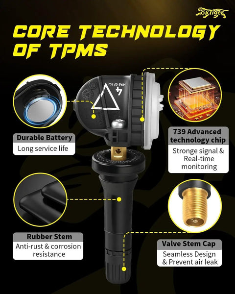 Pre Programmed 433MHz TPMS Sensor for Chevy and GMC Rides Direct Fit Fits Malibu Camaro Cruze Impala Traverse Silverado 1500 2500 3500 Blazer Trailblazer Volt Acadia Sierra 1500 OE 13598773 black rubber stem and valve cap