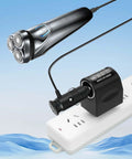 Smooth Plug And Play Ac To Dc Power Adapter connected to an electric razor and wall power socket, showcasing charging capabilities.