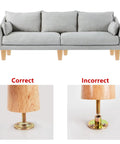Comparison of correct and incorrect installation of Wood Furniture Legs 4 Inch Straight Replacement Feet for sofa.