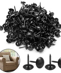Top Shelf Metal Upholstery Tacks Legit Black Thumb Nails For Vintage Furniture Upkeep And Diy Room Decor Solid 200 Piece Set, black tacks piled high.