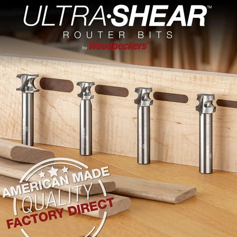 Premium Half Round Router Bit Set Delivering Heckuva Sharp Carbide Blades For Effortless Bullnose Shaping And Dead Reliable Loose Tenon Joinery Rock Solid One Half Inch Shank Carpenter Gear Made In Usa 4pcs displayed on wood