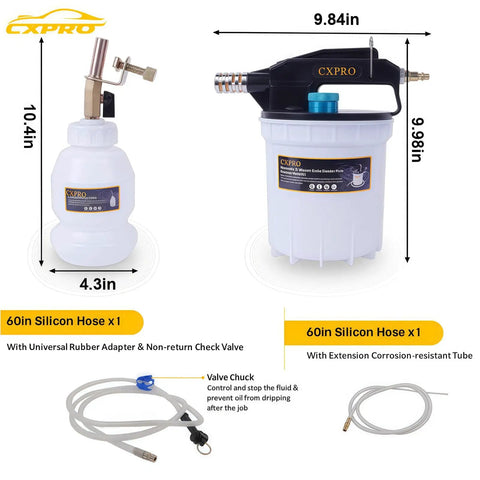 Pro Grade 24 Piece Brake Bleeder Kit With Vacuum Brake Fluid Extractor 2 Liter Capacity And 1 Liter Refilling Bottle details