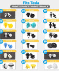 Tesla 325Pcs Push Retainer Clip Set With 18 Sizes for Model 3 Y S X, detailed view of various styles and sizes arranged in a grid