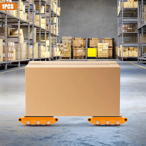 15 Ton Machinery Skate Dolly With Nine PU Rubber Rollers For Heavy Load Transport Beefy Durable Industrial Skid Carrier For Moving Heavy Equipment Sturdy Alloy Steel Base Plate Reinforced Lock Nuts Solid Central Bearings Smooth Rolling under crate in warehouse