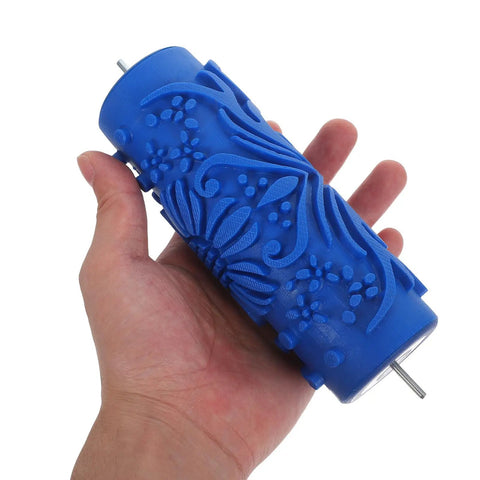 Patterned Paint Roller Brings Flower Wall Art Vibes To Quick Home Decor Refreshes And Furniture Printing Projects Making Each Room A Total Game Changer Always, blue rubber textured handle