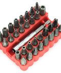 Built Tough 33 Piece Security Tamper Proof Bit Set With Torx T10 T15 Hex And Tri Wing Electric Screwdriver Bits Quarter Inch Magnetic Shanks Plus Extension Shaft For Drill Drivers Shop Essential displayed in red holder.