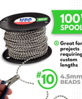 Ten Ball Chain Spool 100 Feet Nickel Plated Steel Beaded Chain For Pull Chain Jewelry Crafts Labeling Industrial DIY Dog Tag Uses