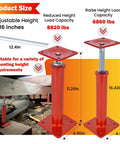 Beefy 4 Pack Adjustable House Jacks For Leveling 11 To 16 Inch Height Range 8820 Lbs Capacity Per Jack Galvanized, shown in use.