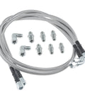 6AN 52 Inch Transmission Fluid Oil Cooler Hose Kit With Stainless Braided PTFE Lines For AN6 Fittings Works With Turbo 350, Turbo 400, 4L60E, 4L80E, 4L65E, 200R4, 700R4, Ford C4 C6 AOD Transmissions, braided hose and fittings
