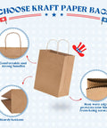 Brown Paper Bags 8x4.25x10.5 Inch 20 Pack With Handles Eco Friendly Kraft Gift Bags For Retail Party Favors Shopping