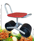 Rolling Garden Bench Seat With Wheels Foldable Cart Stool For Patio And Yard Red Two Wheels Steerable Height Adjustable