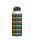 Floral Stainless Steel Water Bottle 32 Oz Hydration Hero with sunflower design on white background