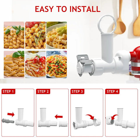 Pasta Maker Attachment For Stand Mixer With 6 Shapes Of Pasta Outlet Durable Accessory For Homemade Noodles Easy To Use And Dishwasher Safe Turns Your Mixer Into A Pasta Pro installation steps.