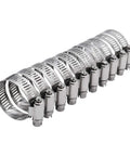 10-pack stainless steel 2 in worm-gear hose clamps, SAE 32, 1/2 in band width for automotive use