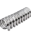 1.5 Inch Worm Gear Hose Clamp Set Full Stainless Steel 1/2 Inch Band Fits 27mm To 51mm Hoses SAE 24 Size Heavy Duty Ready For Cars