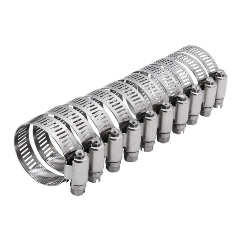 1.5 Inch Worm Gear Hose Clamp Set Full Stainless Steel 1/2 Inch Band Fits 27mm To 51mm Hoses SAE 24 Size Heavy Duty Ready For Cars