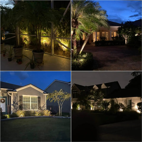 Outdoor landscape lighting with 50 Watt Low Voltage Flood Light For Landscape Lighting With MR16 Bulb Included illuminating gardens.
