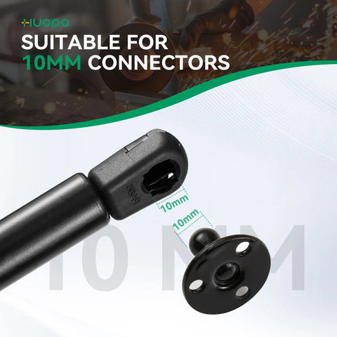 Premium Steel Heavy Duty 10 Mm Ball Stud Mounting Brackets For Gas Struts With 10 Hex Nuts Knockout Quality close-up of 10mm connector.