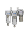Three Stage Compressed Air Drying System With Particulate Filter Coalescing Filter And Regulator 3 Eighth Inch NPT Poly Bowl