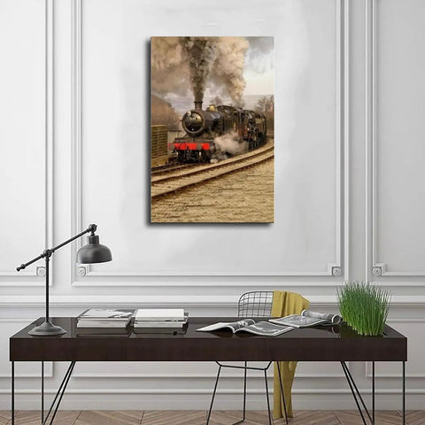 Classic Steam Locomotive Poster Canvas Wall Art For Living Room And Beyond, Modern Railroad Decor Print In 8x12 Inch