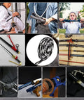 Collage of katana swords with Marine Blue Ito Sageo Wrapping Cord 5m 0.43 Inch Wide Silk Cotton Blend in various settings.
