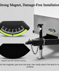Stick On RV Level With Magnetic Adhesive For Campers And Trailers, attached to trailer with magnetic backing pad visible