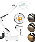 10X Magnifying Glass With Light And Stand Handy Hands Free Desk Lamp Magnifier With Real Glass Lens, various light modes and clamp