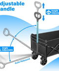 Heavy Duty Folding Wagon Cart With Wheels For Sports Camping And Grocery Collapsible Utility Wagon 360 lb static load handle adjustments
