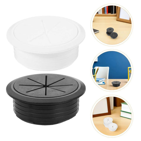 20 Pack Round Desk Cable Hole Cover Grommet Kit With No Fuss Install And Dust Barrier For Office Desks And School Tables ABS And Rubber Material For Safe And Easy Cable Management And Electronics Protection, white and black
