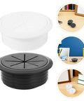 Round Desk Cable Hole Covers Grommet Kit With ABS And Rubber Material Dust Barrier For Office Desks And School Tables Easy No Fuss Wire Management Through Pass Grommets 20 Pack, black and white