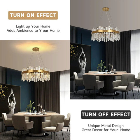 Crystal Ceiling Light Fixture In Black, Semi Flush Mount Round Chandelier Style For Dining Room With Clear Iridescent Crystals.
