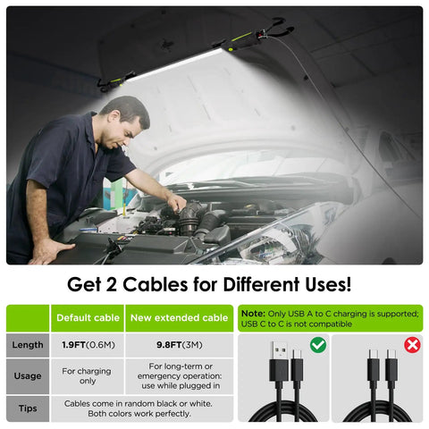 Magnetic Underhood LED Work Light 2000 Lumens Cordless With 5200mAh Rechargeable Battery illuminating car engine bay