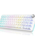 Next Level Tri Mode Wireless Mechanical Keyboard With Buttery Smooth Cnc Volume Knob Hot Swap Ready Pre Lubed Linear Switches Cozy Gasket Mount Rgb Gamer Board For Desktop Workstation Setups with colorful backlight.