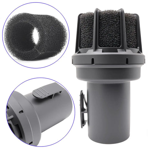 Shop Vac Muffler Diffuser 2-1/2 Inch Fits Craftsman And Ridgid Wet Dry Vacuums, Quieter Exhaust, filter detail and attachment view