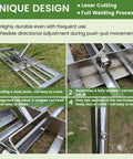 Stainless Steel Lawn Leveling Rake With 72 Inch Two Section Handle Heavy Duty Top Dressing Tool showcasing design details.