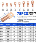Battery Cable Lug Crimping Tool Set For AWG 10 Up To One Zero With Rotating Die And High Precision Jaws, includes 78 copper lug