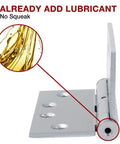 Close-up of 1 Pack Satin Chrome Door Hinges Four And A Half Inch By Four And A Half Inch Heavy Duty Industrial Grade with lubricant applied.