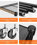 Beefy 60 Inch Wire Shelving With Wheels Heavy Duty Garage Shelving Rack On Casters Adjustable Wire Shelves With Liners Fits 27 Gallon Totes Ideal For Commercial And Warehouse Storage 60 Inch Wide 18 Inch Deep 63 Inch Tall, black casters and shelf liners