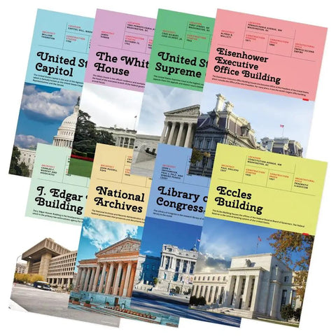 Eight Poster US Government Buildings Set For Classrooms 12 By 18 Inch Wall Posters Social Studies showcasing key landmarks.