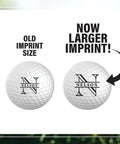 Personalized Name And Initial Golf Balls Set Of 6 For Custom Gifts USGA Approved with larger name imprint comparison