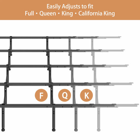 Heavy Duty Bed Frame Support System Universal Adjustable Center Support Beams fits Full Queen King California King beds.