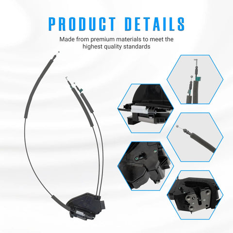 Rear Right Passenger Side Door Lock Actuator Replacement For Nissan Rogue 2014 Through 2020, detailed views of components and cables.