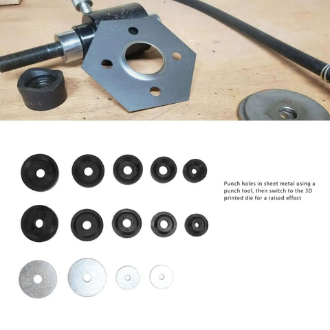 Pro Grade Built To Last Heavy Duty Dimple Die Set with Flared Hole Dies and Steel Plates for Sheet Metal, Sizes 1.115in to 2.375in