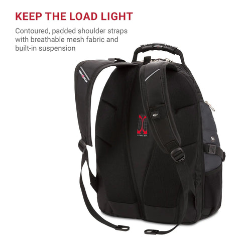 Back view of ScanSmart TSA Laptop Backpack Fits 17 Inch Laptop With RFID Protection, durable black polyester