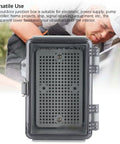 Heavy Duty ABS Electrical Enclosure Box With IP67 Waterproof Rating For 100x150x90mm showing transparent cover and mounting points.