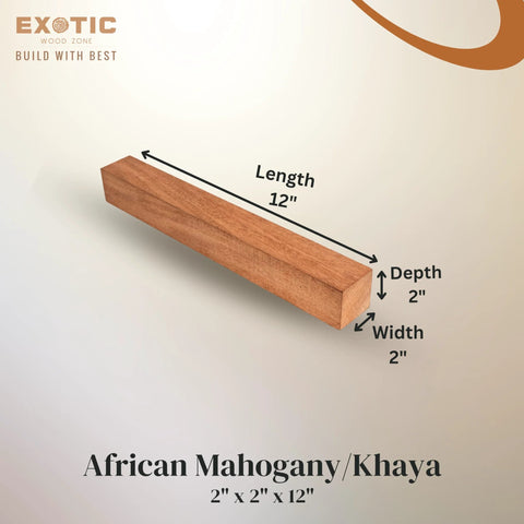 Two 2x2x12 in African Mahogany turning blanks, Exotic Wood Zone, kiln-dried hardwood