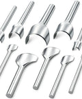 Leather Corner Punch Set In 5 Sizes 10mm 15mm 20mm 30mm 40mm Half Round Arc Shaped Edge Cutter For Belts Purses Bags Wallets And DIY Projects Handy Pro Grade Hand Tool For Clean Precise Punches displayed on white background