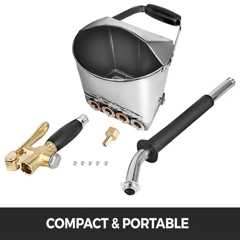 Four Jet Cement Mortar Sprayer For Walls Ceilings And Roofs Pneumatic Stucco Spray Gun With Four Nozzles Shown Disassembled