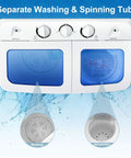 Badass Portable Washing Machine With Twin Tub Setup And Heavy Duty Spin Dryer Compact Laundry Center For Apartments Rv Dorms Goes Hard On Mess total game changer for small spaces, showing wash and spin tubs.